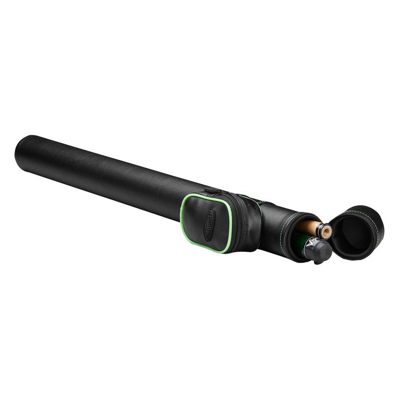 Casemaster Q-Vault Supreme Billiard/Pool Cue Hard Case, Holds 1 Complete 2-Piece Cue (1 Butt/1 Shaft), Black with Green Trim - Image 1